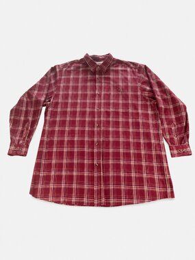 Wrangler Rugged Wear Mens 3XLT Red Plaid Long Sleeve Button Down Shirt